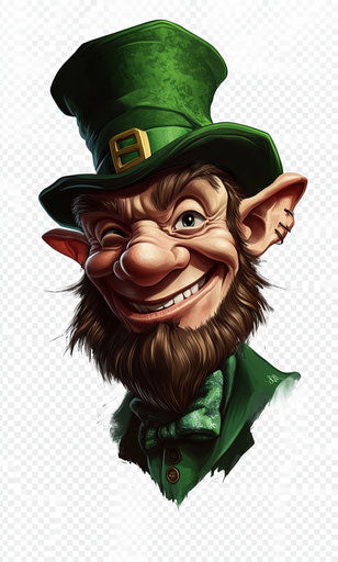 Saint Patrick's Day Leprechaun Cartoon, Green Hat, Laughing Face