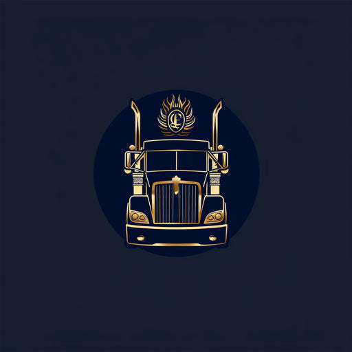 Classic monogram trucking logo on navy blue background