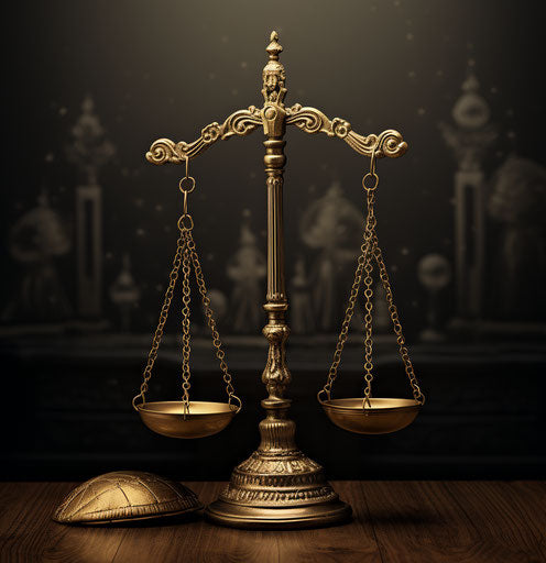 The scales of justice, gritty and grainy style