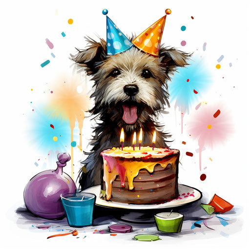 Funny Happy Birthday Clip Art in the Style of Chiaroscuro Art on White Background