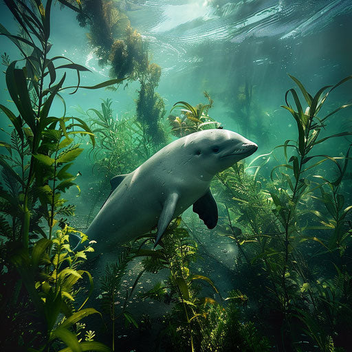 River dolphin navigating underwater in Yangtze riverbed