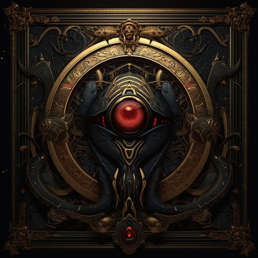 The serpent and goddess depicted in a frame with an eye