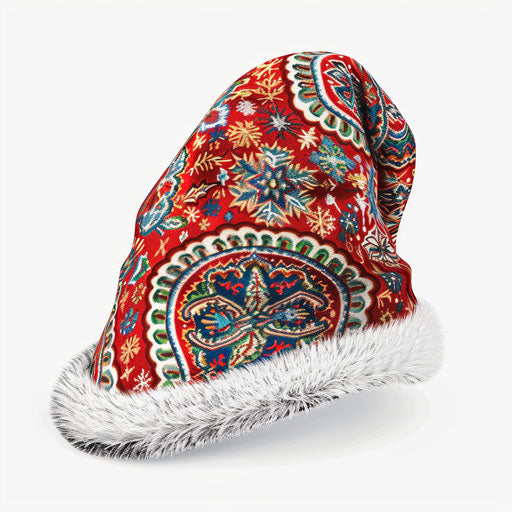 Realistic Santa hat clipart on flat white background