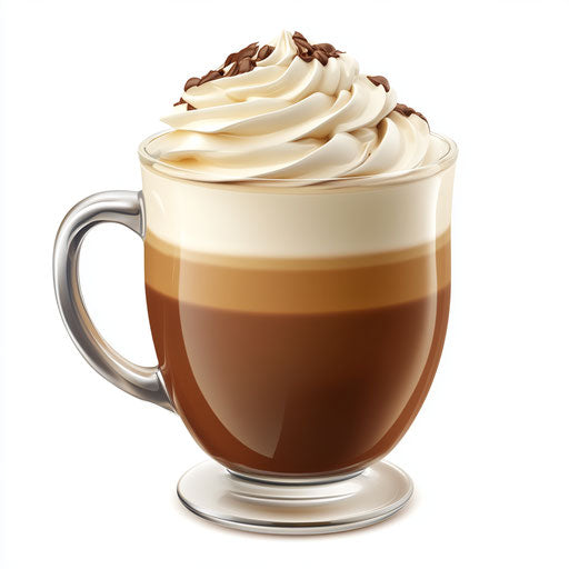 3D Cappuccino on white background, photo realistic style