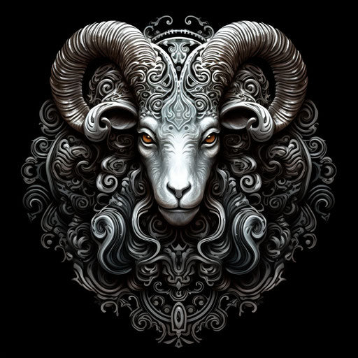 Animal zodiac zodiac of sheep ram goat symbol dotwork style