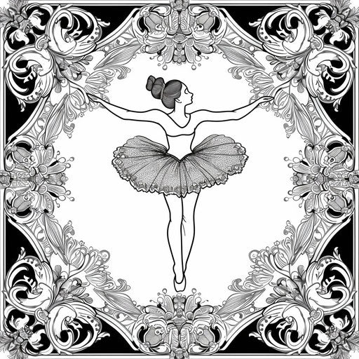 Dancer surrounded by detailed floral patterns