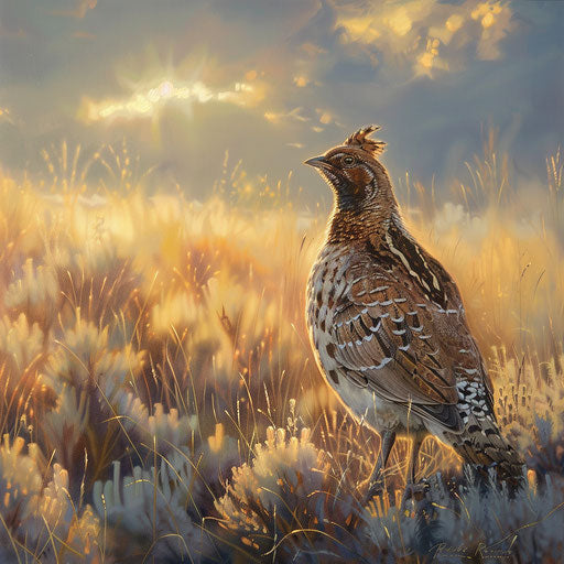 Majestic bird in a sunny meadow