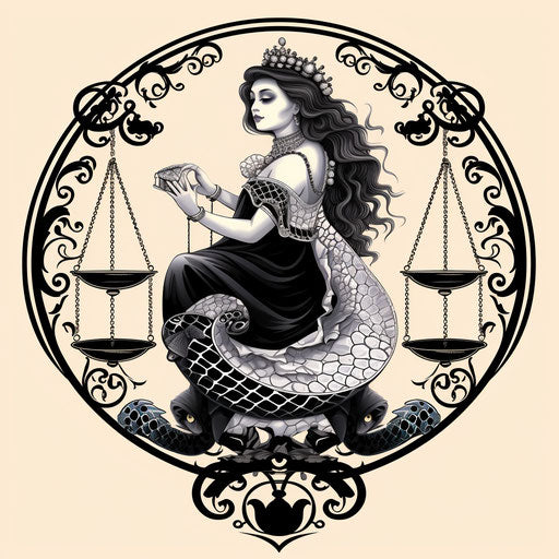 Tattoo design for a woman in black and white with scales