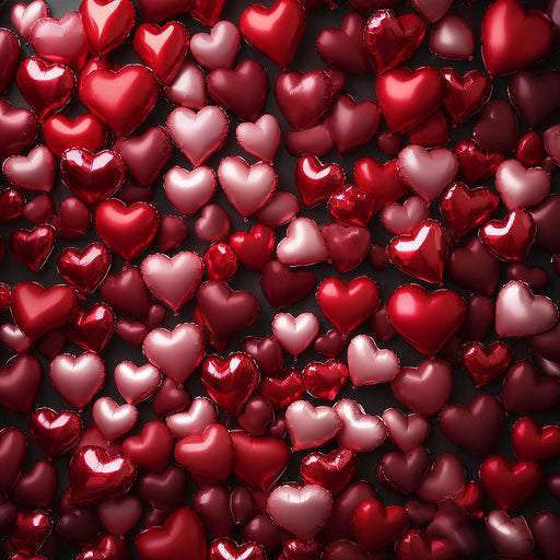Valentine's Day backdrop with heart-shaped balloons