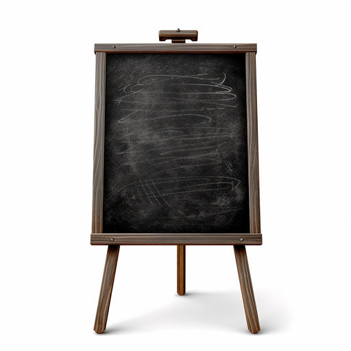 Chalkboard clipart in the style of oil painting, on a white background