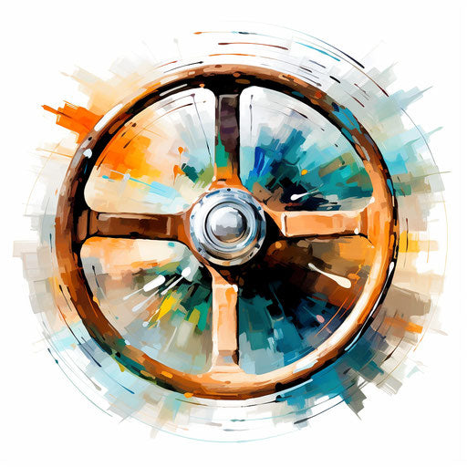 Impressionistic Art style steering wheel clipart on white background