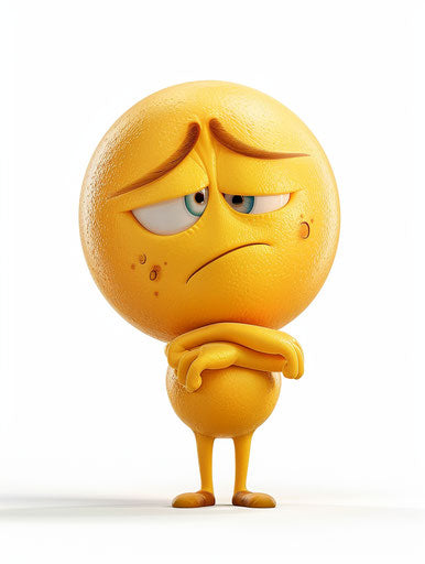 Yellow emoji in thinking pose