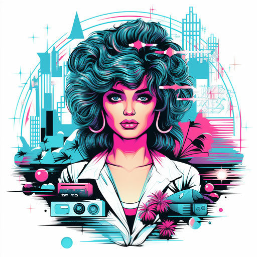 80s clipart in the style of Chiaroscuro Art, on a white background