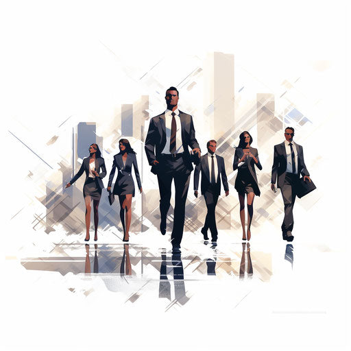 Company clipart in the style of Chiaroscuro Art, on a white background