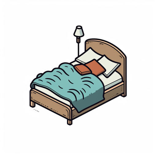 Minimalist style bed clipart on white background