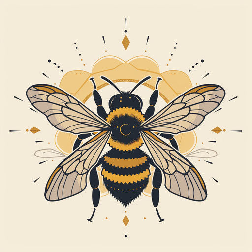 Zen tattoo sketch of a queen bee with minimalist lines