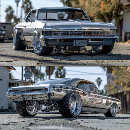 1967 Chevy Bel Air with transparent wheels and cutting-edge suspension