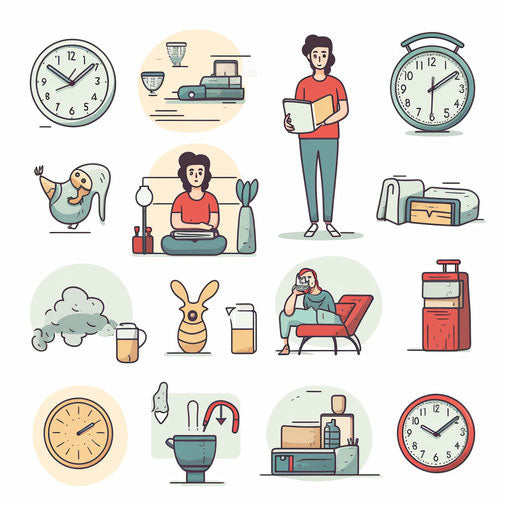 Daily routine in Minimalist style on white background