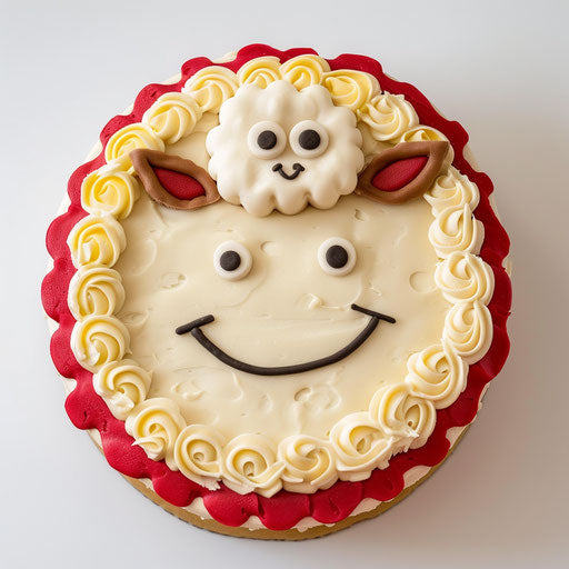 Emoji cake with smiling sheep