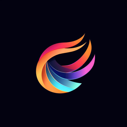 Dynamic business logo with motion-inspired design and vibrant colors on black background