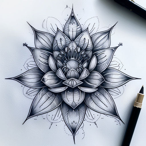 Water lily mandala tattoo design
