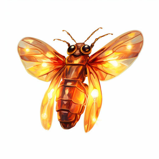 Firefly clipart in the style of Oil painting, on a white background