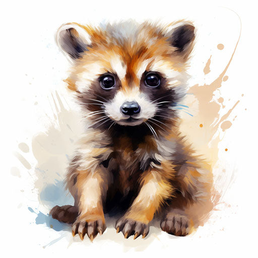 Cute animal clipart in the style of Oil painting