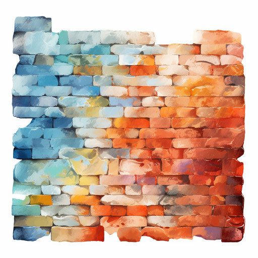 Brick wall clipart in the style of oil painting