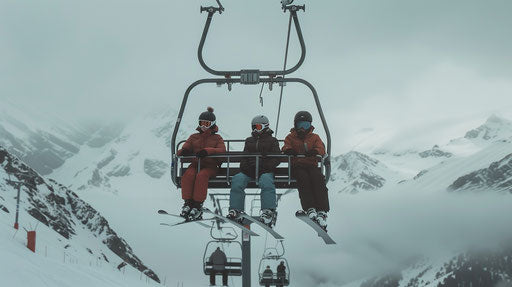 Waiting on the ski lift at the resort