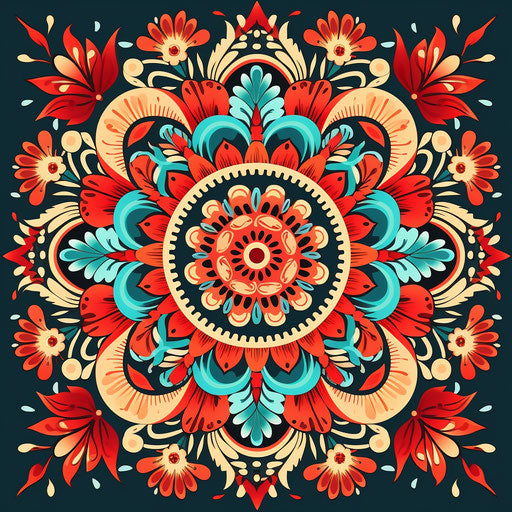 Flora mandala vector illustration, repeating pattern style