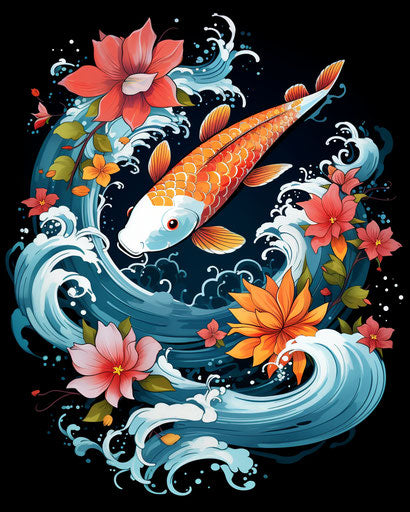 Koi fish tattoos for women with flowers