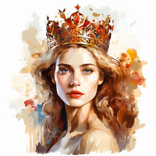 Queen clipart in the style of oil painting, on a white background