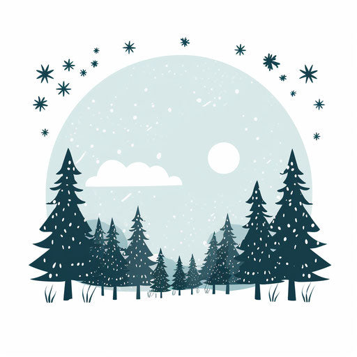 Minimalist Merry Christmas and Happy New Year clipart on white background