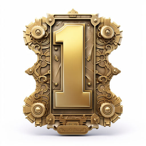 Number 1 illustration in the style of oil painting, on white background