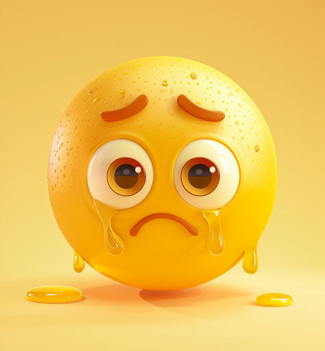 Sad face with tears on yellow background