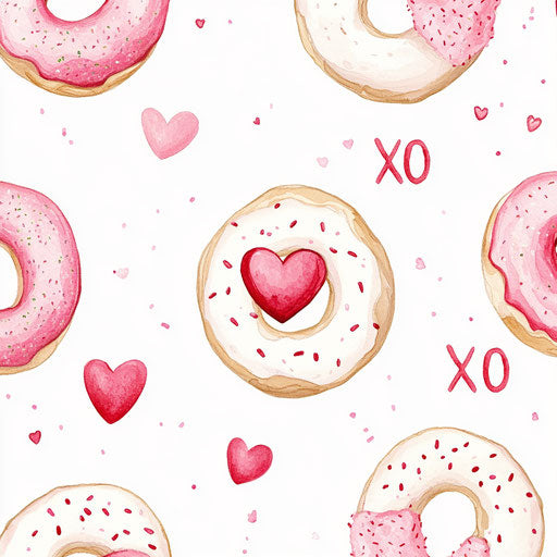Delicious Valentine's Day doughnuts with pink and red hearts