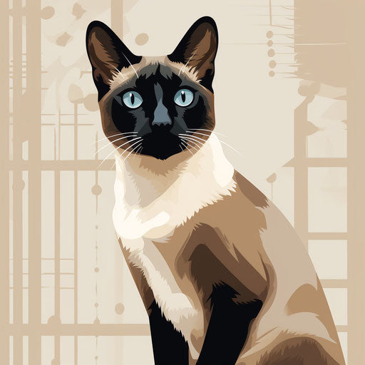 Siamese cat in dark brown and light beige style, northern and southern dynasties, petcore, barbiecore, Quito school