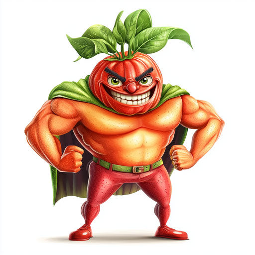 Humorous caricature of a fruit with human characteristics