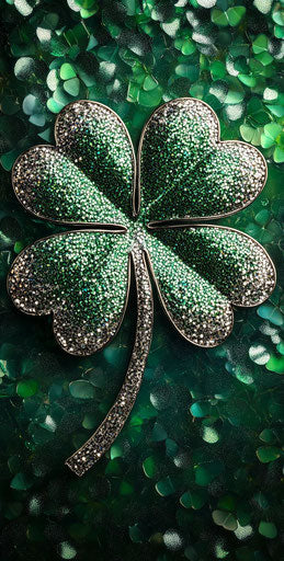 Shamrock with diamonds, glittery background, phone wallpaper