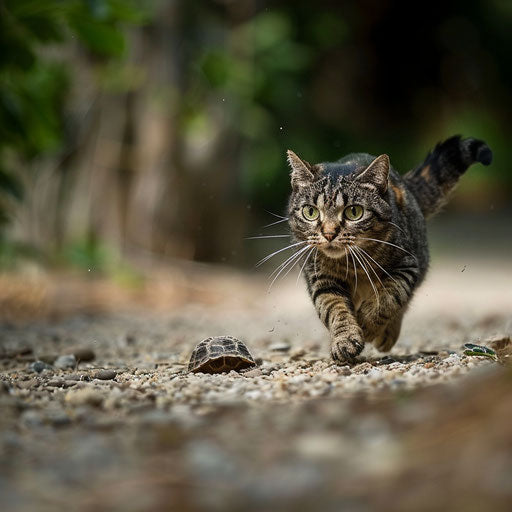 Tortoise cat running