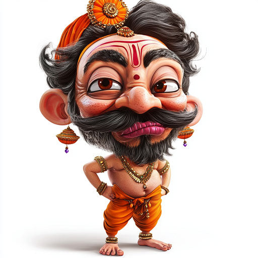 Humorous caricature of a Diwali clipart caricature with human characteristics, exaggerated full lips, small feet, monochrome, vibrant colors, cartoon style, winking, high resolution, no background, isolated