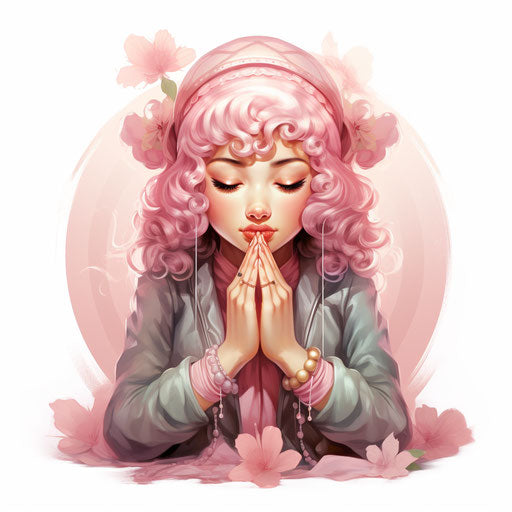 Praying clipart in Pastel Colors Art style, on white background