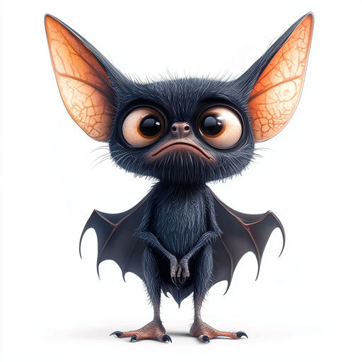 Humorous bat caricature with human characteristics