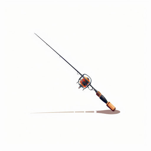 Fishing pole in Minimalist style, on white background