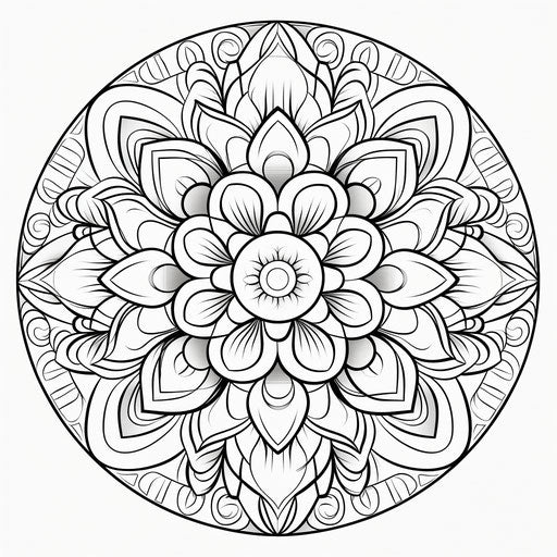 Linear mandala coloring design