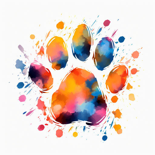 Paw illustration in the style of Impressionistic Art, on white background