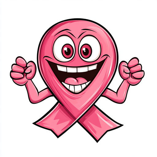 Cancer ribbon caricature with human characteristics