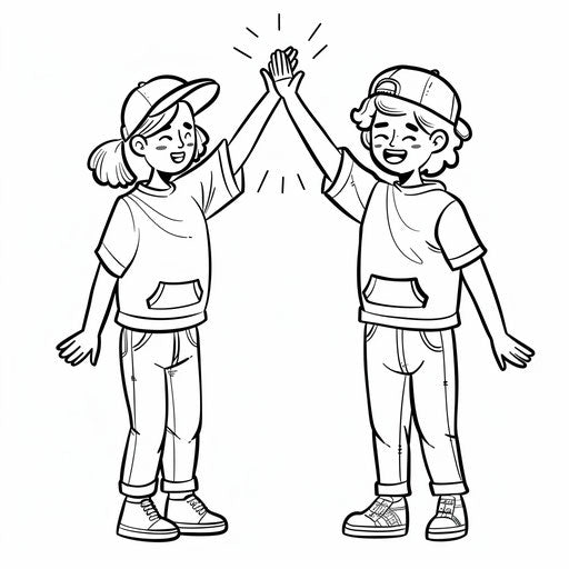 Two friends giving high fives