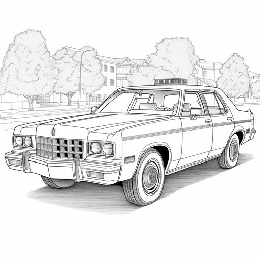 Police Car Coloring, Urban Realism, 1970s