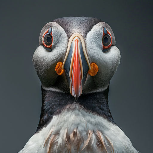 Puffin looking directly at the camera, Elke Vogelsang style